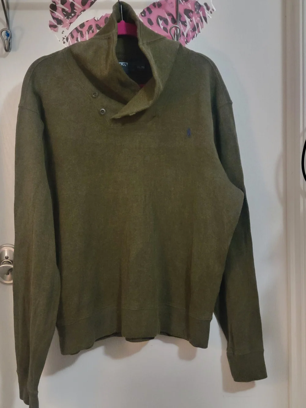 Polo by Ralph Lauren Olive Green Men's Button-Neck Sweater